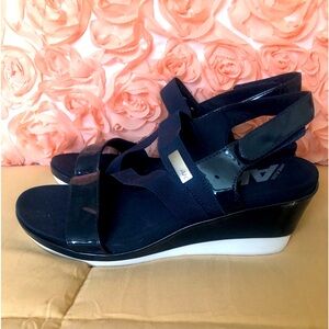 🩵 Anne Klein Sport Navy Blue Wedge Heel Sandals🩵